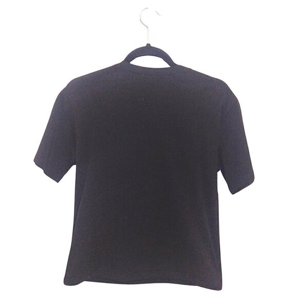 PASTEL COLLECTIONS BLACK BOW AND ROSETTE T-SHIRT W/ PEARL & CRYSTAL NECKLACE - Picture 2 of 7